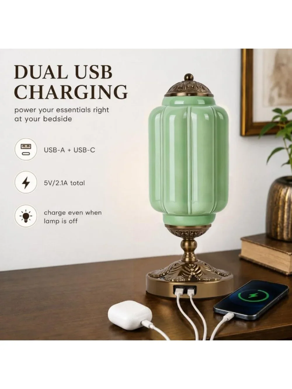 Dimmable Vintage Milk Glass Table Lamp | Retro 3-Way Lighting Fixture